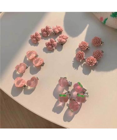 vreplrse 5 Pieces Pink Hair Clips Flower Women Girls Sweet Hairpins Styling Accessories Head Decoration Pin for DIY Crafts Heart - Buy Online on SooperMarket.com