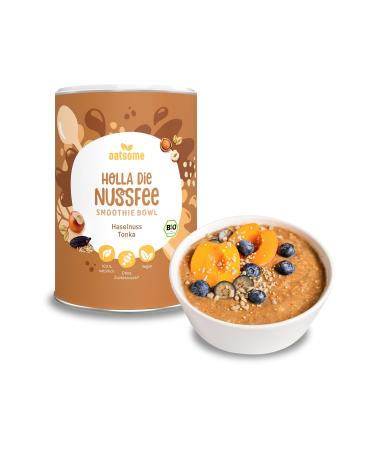 Oatsome Holla The Nussfee |Smoothie bowl with hazelnut & tonka |Bio & Vegan |100% natural & without added sugar + flavors |Easy preparation |Breakfast |Freezing drying |Superfood |400g hazelnut & Tonka - organic