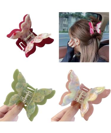 Limtula Double Layer Butterfly Acetate Hair Claw Hair Clip for Various Hairstyles Comfortable Hair Accessories Purple - Buy Online on SooperMarket.com