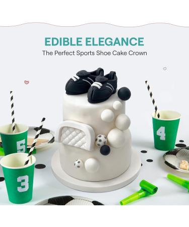 SugarArt Football Boot Set Edible Cake Topper - (Black) Handmade Football Cake Decorations - Fondant Butter Cream & Icing Sugar Cakes - Sugar Made Football Cake Toppers Contains Food Colors - Buy Online on SooperMarket.com