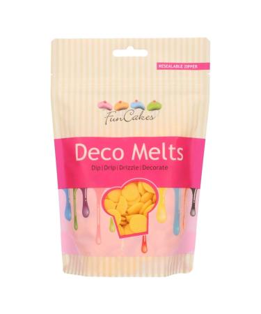 FunCakes Deco Melts Yellow - Dip Drip Drizzle and Decorate Melt in The Microwave and Pour in Every Shape Make Candy Drip Cakes Lollipops and Decorate Cakes Cookies and Cupcakes AZO Free 250 g