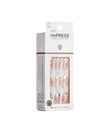 KISS imPRESS No Glue Mani Press On Nails - On My Mind White Almond Shape Medium Size Includes 30 Nails & Accessories - Shop Now Internationally - Buy Online on SooperMarket.com