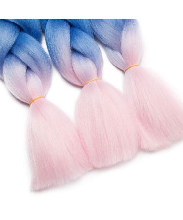 Buy Tess Braids Extensions - 60cm Jumbo Kanekalon Hair Braids (3 Pack: Black/Blue/Pink) for Box Braids - 100g Bundles - Ombre Hair Extensions - Buy Online on SooperMarket.com