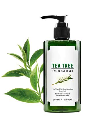 300ml Tea Tree Face Wash Large-capacity Facewash With Tea Tree Oil Tea Tree Acne Face Wash Exfoliating Face Wash Foaming Cleanser For Acne Prone & Oily Skin Face Wash - Soothe Facial Skin Care