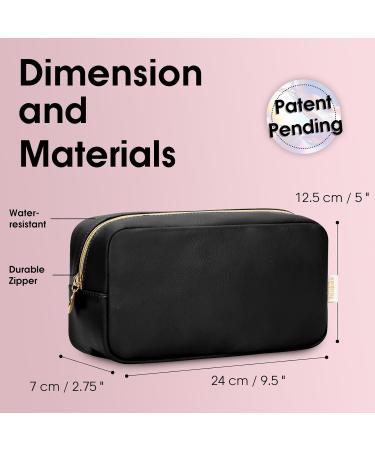 Wandering Nature Small Makeup Bag | Eco Vegan Leather in Black | Slip-in Pockets | Ideal for Handbag, Purse, and Travel | Women's Cosmetic Pouch (Patent Pending) - Buy Online on SooperMarket.com