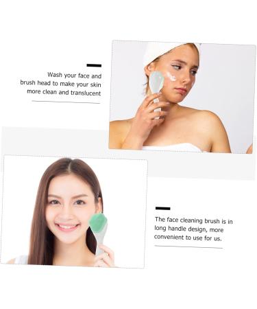 Mikinona Silicone Face Brush Handheld Face Brush Pore Cleaner Silicone Face Scrubber Handle Face Brush Cleansing Brush Face Brush Cleansing Silicone Brush Manual Silica Gel Blackhead Brush 15.3x5.2cm Green - Buy Online on SooperMarket.com