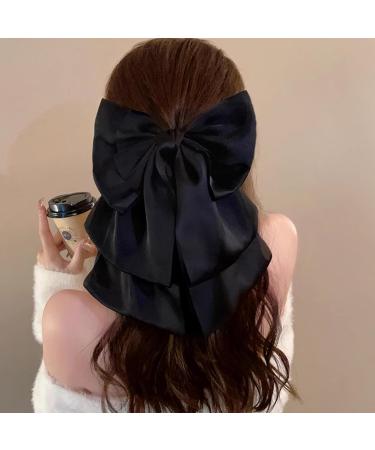 Hair Bows for Women Bows for Hair Ribbon Hair Clips 2PCS Black Red Hair Bow Satin Bow Hair Clips Large Silky Ribbon Bows Hair Accessories for Women Girls Short Type - Buy Online on SooperMarket.com