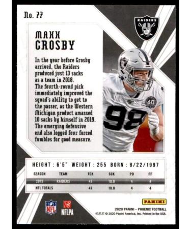 2020 Panini Phoenix Maxx Crosby Fire Burst #77 Silver Prizm Refractor NFL Card Las Vegas Raiders NM-MT - Buy Online on SooperMarket.com