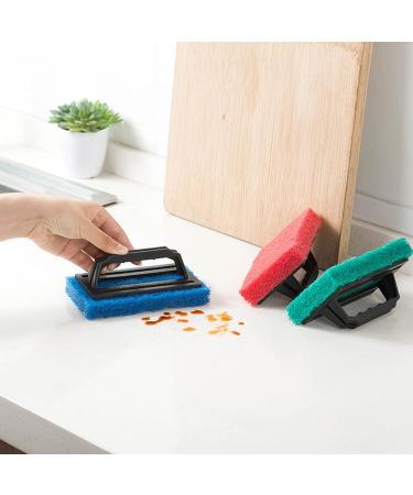 Scrub Sponge Brush with Handle Tub and Tile Cleaning Brush for Cleaning Bathroom Multiple Use Sponge Brush Scrubber Red - Buy Online on SooperMarket.com
