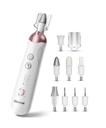 Eletorot Manicure and Pedicure Set for Feet Women Cordless Electric Nail Files Rechargeable Nail Drill with 8 Attachments LED Light Electric Toenail File for Thick Nails Cuticles Hard Skin Removal