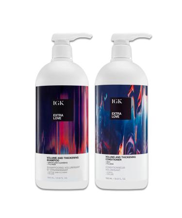 IGK EXTRA LOVE Shampoo and Conditioner Set (33.8 Oz) | Volume + Thickening | Vegan + Cruelty-Free |