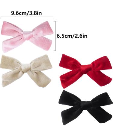 4Pcs Velvet Bow Hair Clips for Girls & Women - Christmas Hair Accessories (4 Colors) - Buy Online on SooperMarket.com