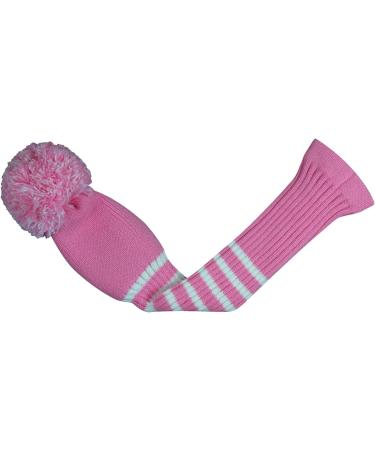 Scott Edward Golf Headcovers Set - Driver, Fairway Wood & Hybrid - Pink White Stripes - Buy Online on SooperMarket.com