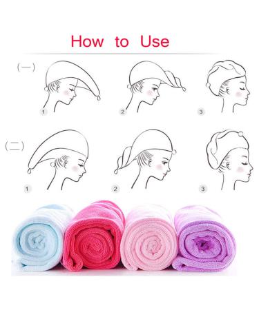 Premium Microfiber Hair Drying Towels - 4 Pack Quick Dry Turbans for Long Hair | Fast Absorbent Shower Wraps - Buy Online on SooperMarket.com