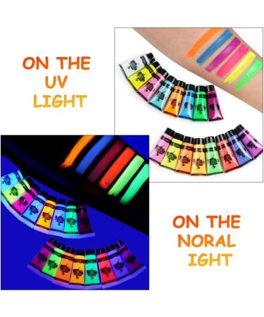 AOOWU UV Glow Face Body Paint Set - 16 Neon Fluorescent Colors - Non-Toxic Makeup Kit for Adults & Kids - Perfect for Parties & Carnivals - Buy Online on SooperMarket.com