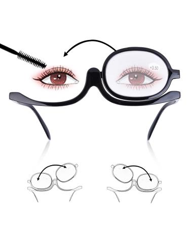 Make-up glasses with eye enlargement 350 + individual lens rotating make-up glasses make-up glasses make-up reading glasses indispensable make-up tools for girls and women 5.5 x 2.8 x1.6 inch black 1