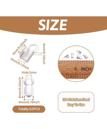 Pandahall 50pcs 304 Stainless Steel Fold Over Crimp Cord Ends for Jewelry Making 8x4mm - Buy Online on SooperMarket.com