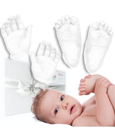 BabyRice Large Baby Hand and Foot Casting Kit Boxed Includes Metallic Paint (White)