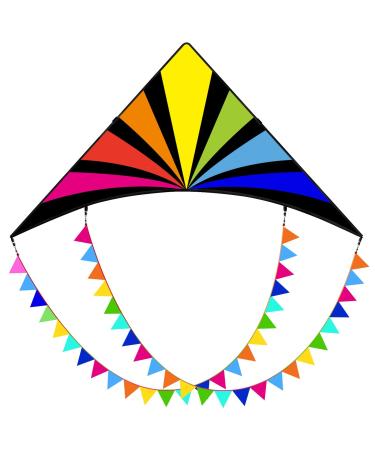Simxkai Kite for Kids & Adults,Age 4 8 12,Beach Kite,Large Kite,Easy to Fly,it Comes with 300ft String Kite Handle 60in Rainbow Double Taill