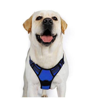 Rabbitgoo dog harness medium -sized dogs anti train dishes dog with control no pull adjustable dog harness large dogs breathable reflex stripes breast harness dog safe guidance blue XL XL (1 Pack) blue