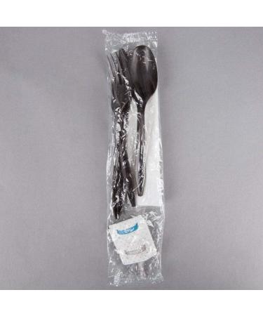 50 Plastic Cutlery Packets - Disposable Utensil Sets with Napkin, Salt & Pepper | Black Plastic Silverware Kits Individually Wrapped - Bulk Pack - Buy Online on SooperMarket.com
