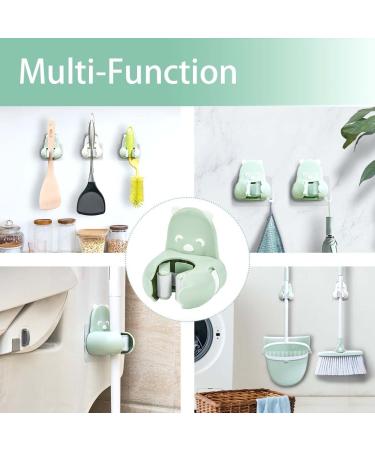 CQT Mini Bear Shaped Mop and Broom Holder Gripper - Self Adhesive Wall Mount for Home Garden Garage - Mint Green (2 Pack) - Buy Online on SooperMarket.com