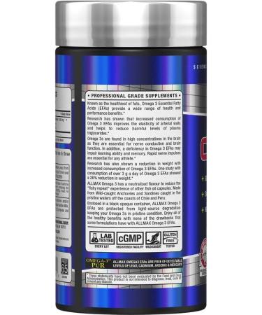 ALLMAX Nutrition - Creatine 3000 Creatine Monohydrate Capsules for Strength and Muscle Recovery & Omega-3 essential fatty acid ultra-pure cold-water fish oil 180 count - Buy Online on SooperMarket.com