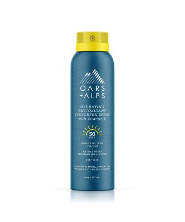 Oars + Alps Hydrating SPF 50 Sunscreen Spray  Naturally Derived Skin Care Infused with Vitamin C and Antioxidants  Water and Sweat Resistant  6 Oz  1 Pack SPF 50 - 1ct