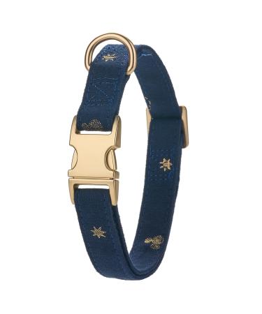 Yudote soft dog collar natural cotton mixing fabric not irritating for small calm dogs with sensitive skin oxford blue S (1-pack) oxford blue