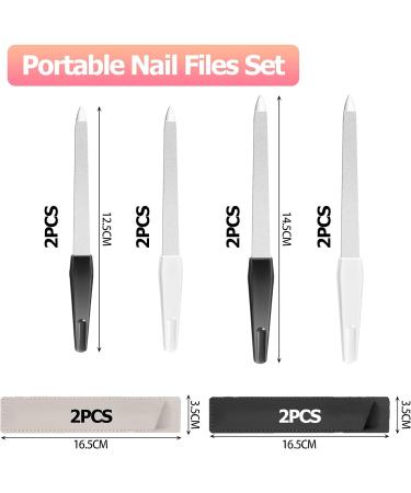 Professional 8-Piece Metal Nail File Set with Leather Covers - Coarse and Fine Double-Sided Tools for Manicure and Pedicure - Ideal for Thick Natural Nails - 15 PCS - Buy Online on SooperMarket.com