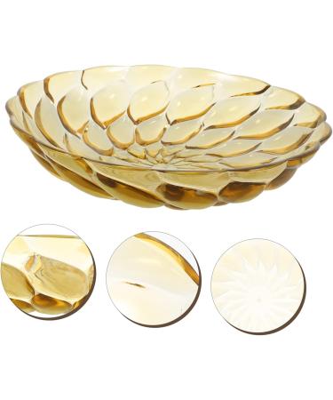 Cabilock Petal Embossed Fruit Bowl Decor Flatware Circle Tray Plates Hotel Dried Fruits Plate Snack 27X27X6.3CM Yellow - Buy Online on SooperMarket.com