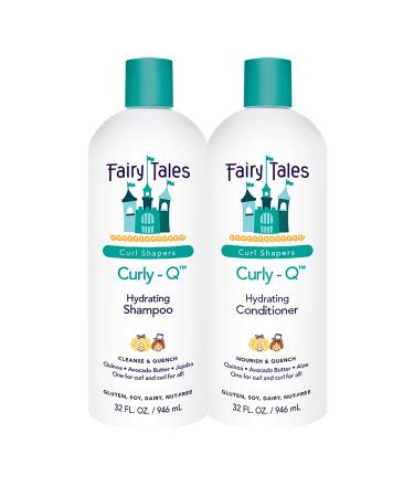 Fairy Tales Curly Q Daily Kids Shampoo and Conditioner for Curly Hair - Hydrating Kids Shampoo and Conditioner Set for all Types of Curls Including Multi Cultural Hair - Paraben Free  Sulfate Free  Gluten Free  Nut Free ...