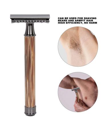 Ankroyu Men's Beard Trimmer - Portable Manual Razor with Bamboo Grip - Adjustable Beard & Body Shaving Tool - Buy Online on SooperMarket.com
