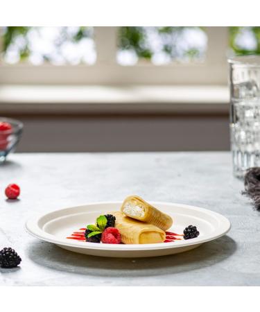 125-Pack 9 Inch Eco-Friendly Compostable Paper Plates - Heavy-Duty Sugarcane, Disposable, White - 125 Count - Buy Online on SooperMarket.com