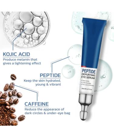 Peptide Depuffing Eye Serum - Natural & Organic Anti-Wrinkle Under Eye Cream with Kojic Acid & Caffeine (2 PCs) - Buy Online on SooperMarket.com