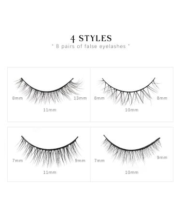 Natural Look False Eyelashes - 8 Pairs 4 Styles Wispy Faux Mink Strip Lashes - Reusable Lightweight & Soft for Women s Natural Makeup - Buy Online on SooperMarket.com