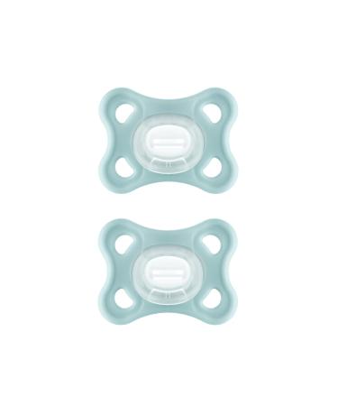 MAM Comfort Schnuller in a set of 2 particularly small and light baby pacifier for early & newborns made of 100% silicone with soft MAM Skin soft part & pacifier box 0+ months MINT MINT 0-6 months (2 pack)