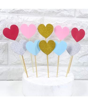 50 Pcs Heart Cupcake Toppers Glitter Sweet Love Cake Toppers Wedding Engagement Cupcake Picks Birthday Valentines Day Cake Decorations for Bridal Shower Red - Buy Online on SooperMarket.com