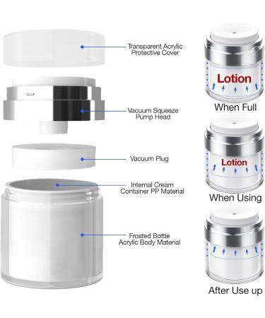 2Pcs 30ml Airless Pump Travel Cream Bottles Set - Refillable Cosmetic Containers for Lotions and Creams - Buy Online on SooperMarket.com