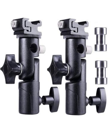 FOTYRIG Camera Speedlite Mount Flash Stand Bracket Umbrella Mount Holder Shoe Mount Compatible with Nikon Pentax Olympus Nissin Metz and Other Speedlite Flashes E Type-2 Pack