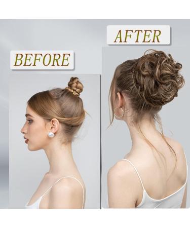 OMGREAT 2PCS Dark Auburn Updo Messy Hair Buns Curly Wavy Ponytail Extensions - Buy Online on SooperMarket.com