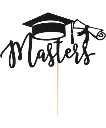 Arthsdite 1Pc Masters Cake Topper 2024 Graduation Cake Topper Congrats Grad Cake Decorations Masters Graduation Party Decorations Supplies - Black Glitter Black Masters Cake Topper - Buy Online on SooperMarket.com