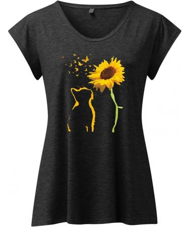 Womens Funny Letter Print Graphic Tee Shirt, Short Sleeve Dressy Casual Top - Black, Size Large - Buy Online on SooperMarket.com