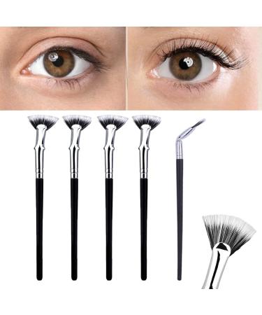 Dolly Mascara Fan Brush, Dolly Mascara Fan Brush For Lashes, Fan Mascara Brushes, Angled Fan Shaped Eyelash Brush, Makeup Brushes Bent Mascara Fan (5PCS)