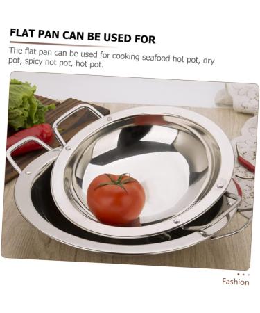 PRETYZOOM Dry Pot Amphora Hot Pot Chaffing Dishes Stainless Steel Cookware Flat Bottom Wok Pan Non Stick Frying Pans Stainless Steel Saute Pan Cookware for Kitchen Home Accessory 28X28X5.5CM Silver - Buy Online on SooperMarket.com