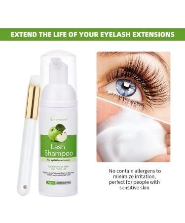 Lunamoon Eyelash Shampoo - Foam Cleanser for Eyelash Extensions | Soft 60ml Apple Formula for Oil & Makeup Removal - Buy Online on SooperMarket.com