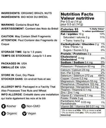 Organic Dry Roasted Brazil Nuts 8 oz | Non-GMO Whole Unsalted Oven Roasted | Vegan Kosher Bulk Snack - High Protein Selenium Fatty Acids - Keto-Friendly Crunchy Vegan Snack 8oz - Buy Online on SooperMarket.com