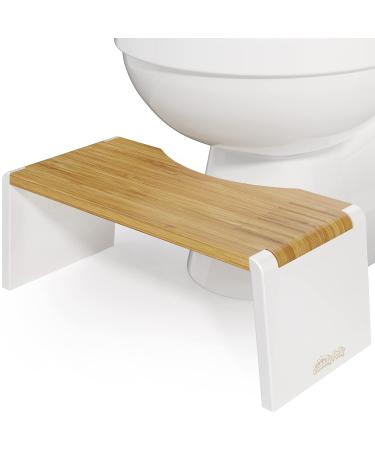Squatty Potty Stockholm Folding Bamboo Toilet Stool 7" Collapsible, Brown and White, 1 Count