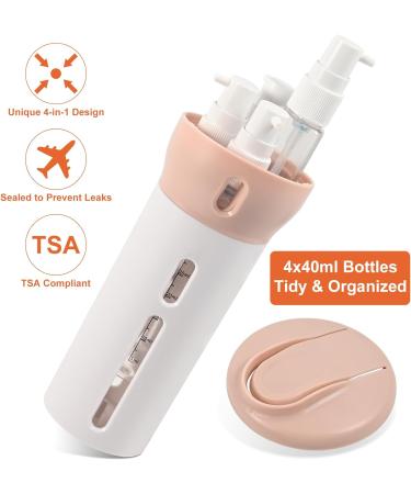 Chiveenido 4-in-1 Travel Dispenser Set | Refillable Shampoo & Toiletry Bottles - Pink & Gray - International Shipping - Buy Online on SooperMarket.com