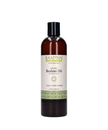 Banyan Botanicals Brahmi Oil with Sesame Oil Base - 12 oz - USDA Certified Organic - Ayurvedic Skin & Hair Oil with Gotu Kola & Bacopa - Calms the Mind 12 Fl Oz (Pack of 1)